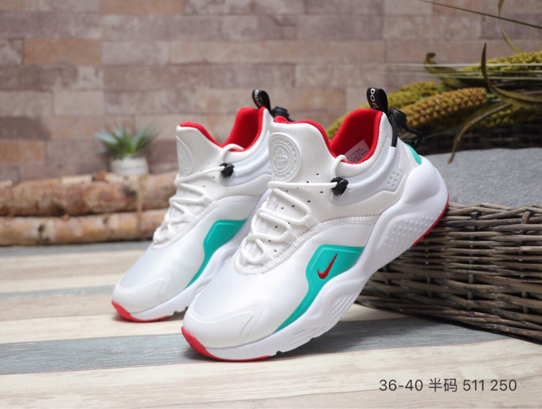 2020 Women Nike Air Huarache VIII All White Blue Red - Click Image to Close